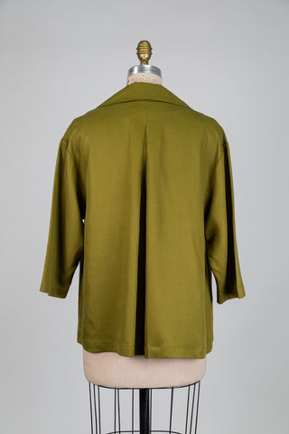 Veste fluide kaki à col tailleur (S)