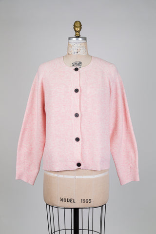 Cardigan en tricot rose doux chiné (S)