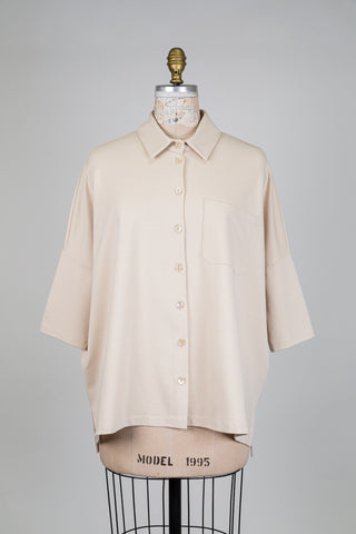 Chemisier beige doux oversized (S+)
