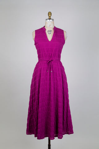 Magenta Embossed Flared Dress (M)