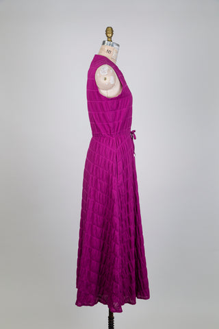 Magenta Embossed Flared Dress (M)