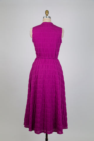 Magenta Embossed Flared Dress (M)