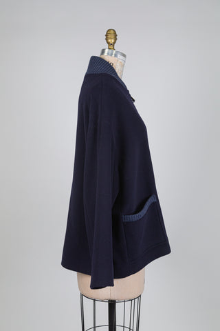 Veste en feutre marine à finitions côtelées (10)