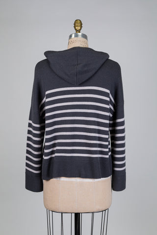 Grey knit sweater with tone-on-tone stripes (sizes 4 to 8)