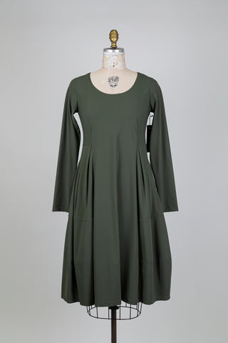 Robe ballon vert mousse à plis creux (S)