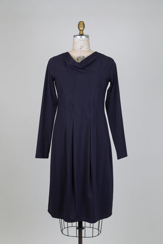 Robe marine à col bénitier (S)