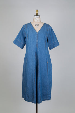 Robe trapèze en denim délavé (8)