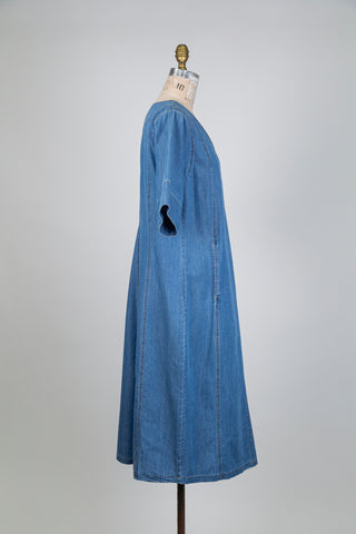 Robe trapèze en denim délavé (8)