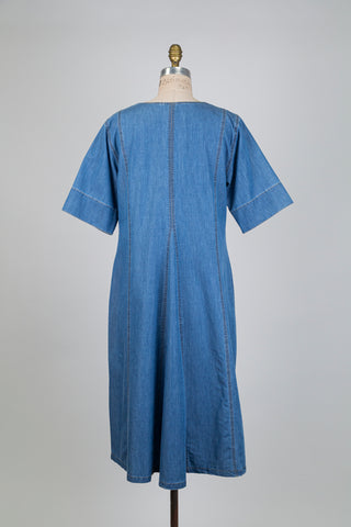 Robe trapèze en denim délavé (8)