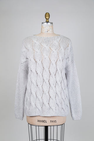 Chandail gris bleu torsadé (M+L)