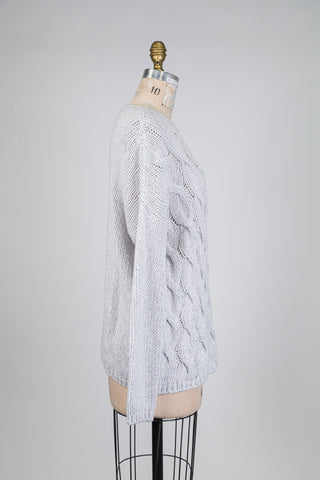 Chandail gris bleu torsadé (M+L)