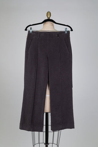 Pantalon jambe droite gris en velours milleraies (6)