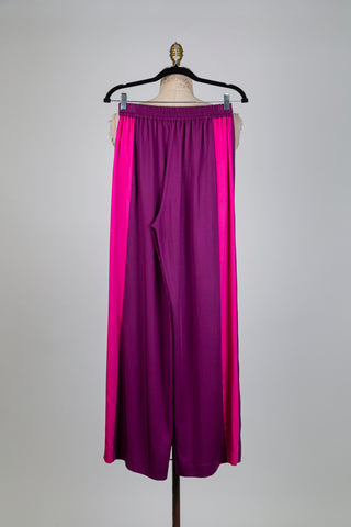 Pantalon sport chic mauve à galons rose (6)