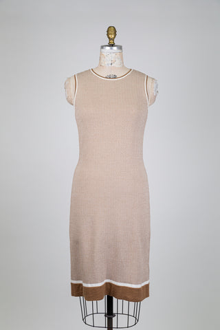 Beige and white herringbone dress (sizes 6 to 10)