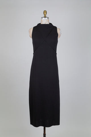 Robe maxi noire à biais entrecroisés (TU)