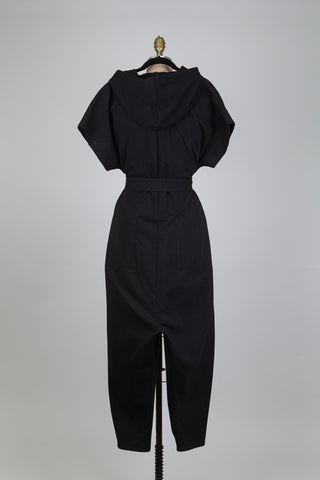 Jumpsuit sarouel noir à capuchon (M)