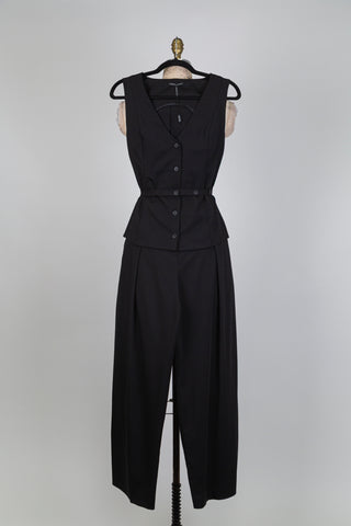 Jumpsuit tailleur noir effet 2 pièces (XS à M)