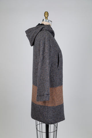 Manteau réversible noir et lainage gris chiné (6)