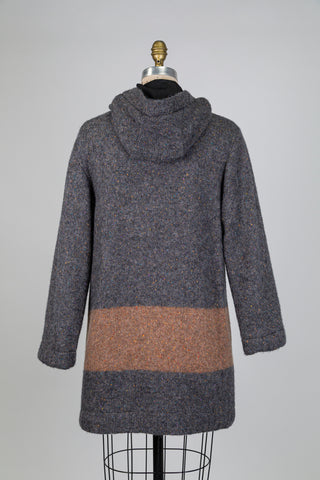 Manteau réversible noir et lainage gris chiné (6)