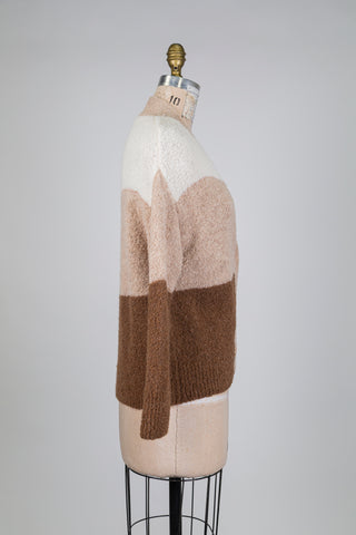 Cardigan dégradé brun en tricot bouclé (6)