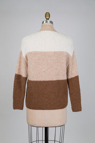 Cardigan dégradé brun en tricot bouclé (6)