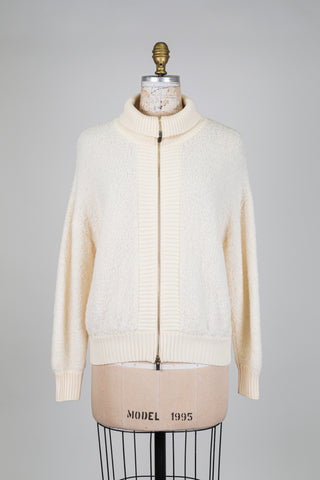 Cardigan ivoire en tricot bouclé col zip (6)