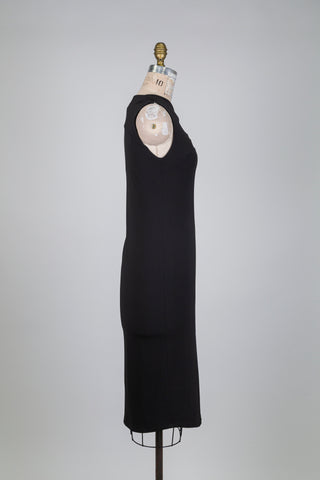 Robe midi noire à col torsadé asymétrique (XS)