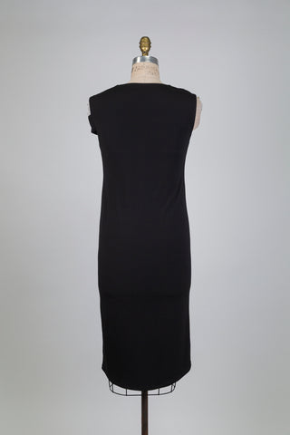 Robe midi noire à col torsadé asymétrique (XS)