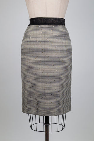 Jupe prince de galles à paillettes dorées (6-10-14)