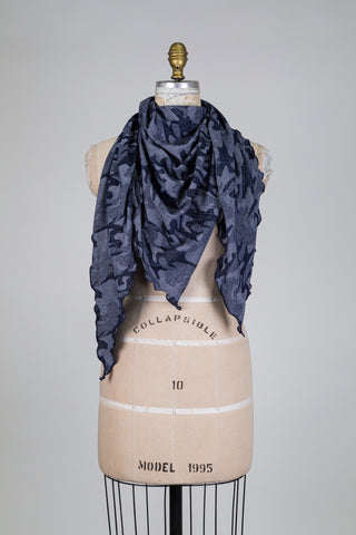 Navy camouflage jacquard shawl