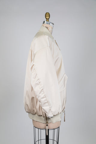 Champagne beige satin oversized bomber jacket (8+)
