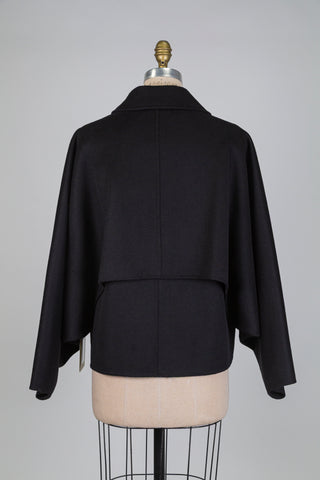 Veste cape structurée en laine noire (8)