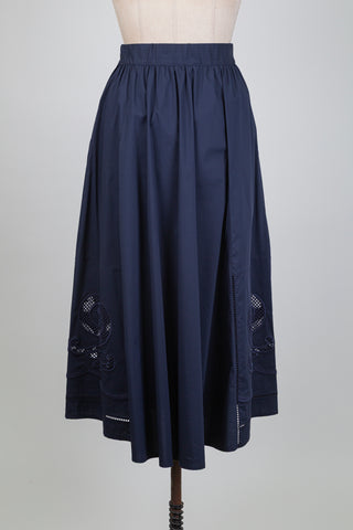 Full navy blue skirt with eyelet embroidery (6)