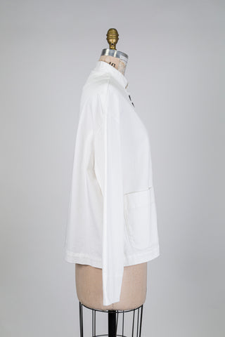 Veste blanche en coton à col mao (S+)
