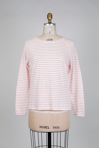 T-shirt à manches longues rose et blanc (S)