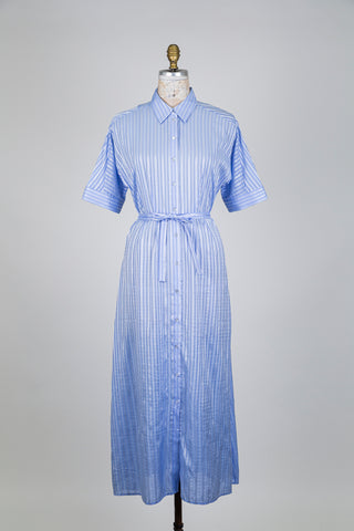 Robe chemisier bleue à rayures (S)