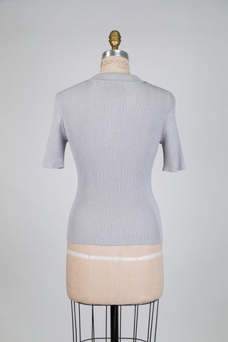 Beige marl ribbed polo t-shirt (XS/S)