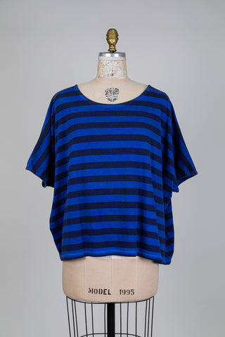 T-shirt oversized à rayures bleues (S+)