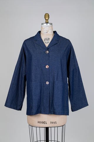 Surchemise en coton bleu denim (S+)