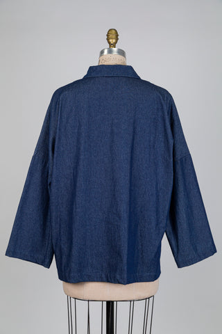 Surchemise en coton bleu denim (S+)