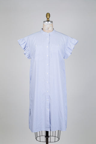 Robe chemisier à rayures blanc et bleu (6)
