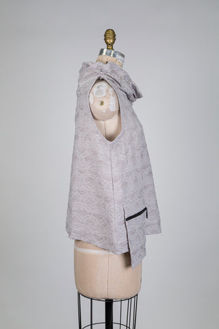 Débardeur col cheminée brume grège (S)