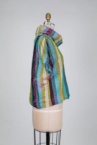 Multicolor Striped Metallic Turtleneck Sweater (S)