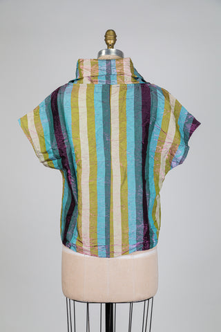 Multicolor Striped Metallic Turtleneck Sweater (S)