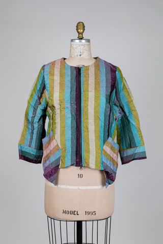 Veste métallique à rayures multicolores (S)