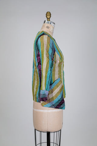 Veste métallique à rayures multicolores (S)