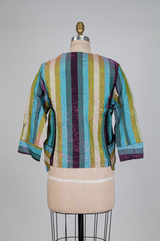 Veste métallique à rayures multicolores (S)