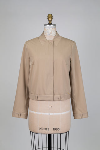 Veste beige à ourlets façon pantalon inversé (6)