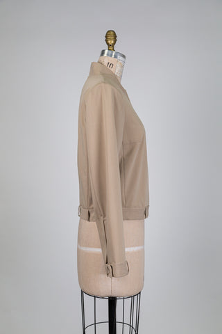 Veste beige à ourlets façon pantalon inversé (6)