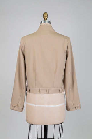 Veste beige à ourlets façon pantalon inversé (6)